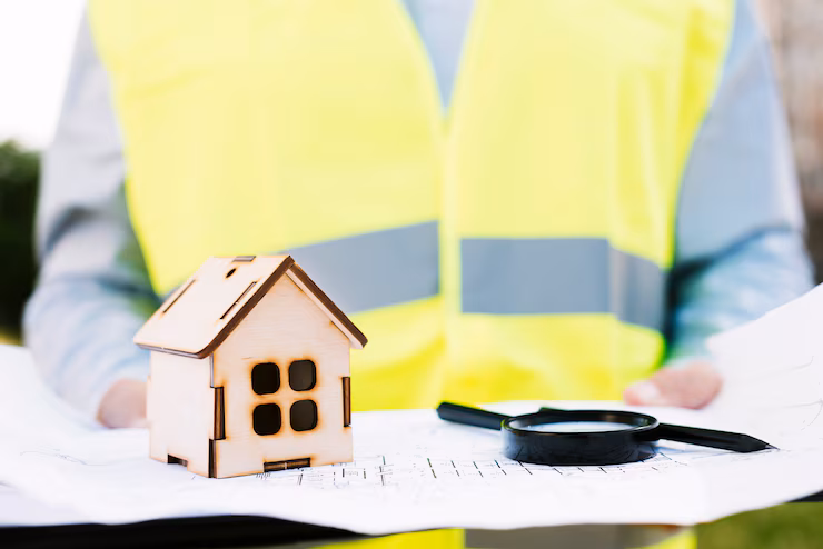 close-up-machete-house-with-magnifying-glass_23-2148269373